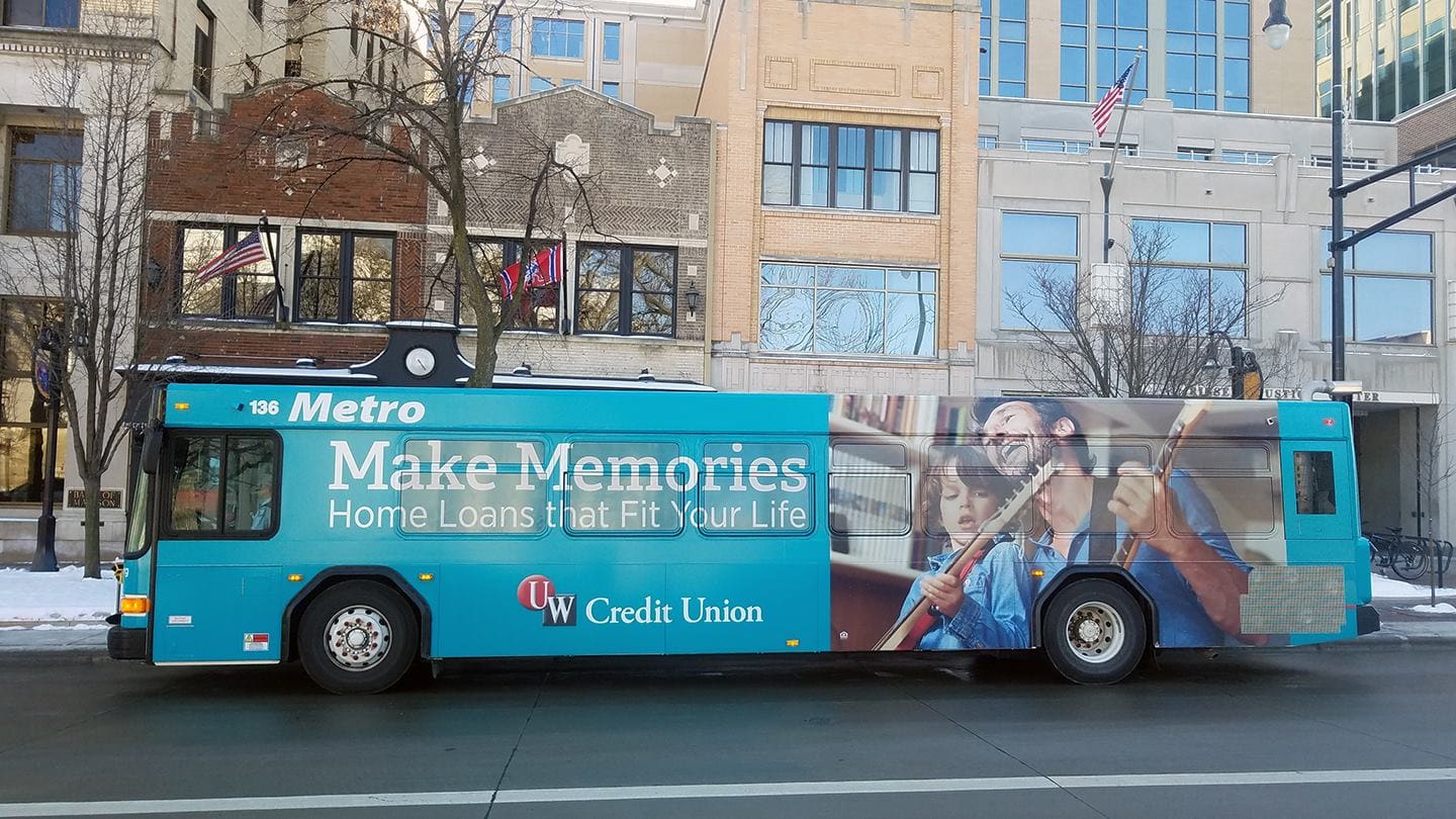 Credit Union Graphics on Bus
