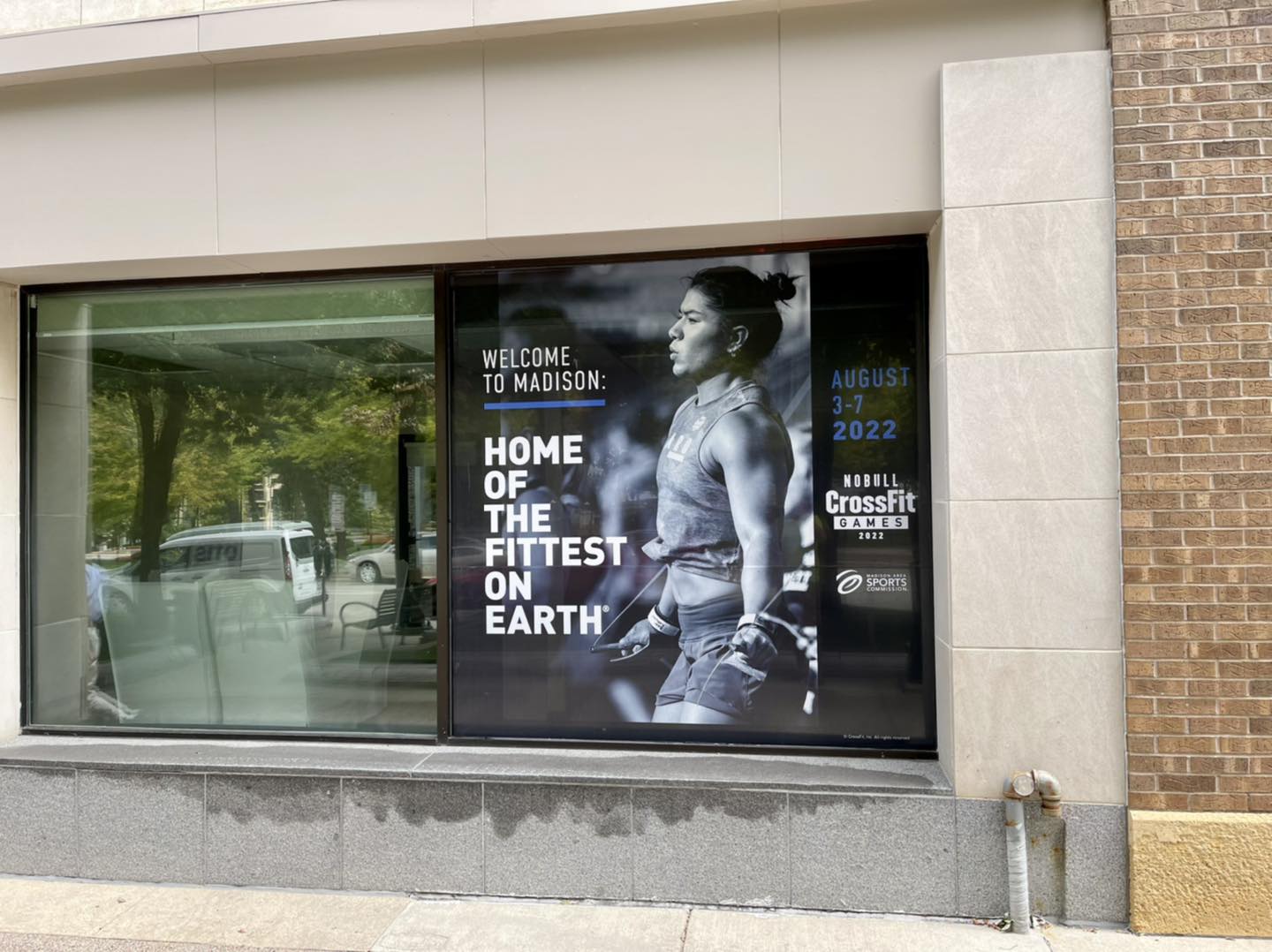 Glass film banner on window