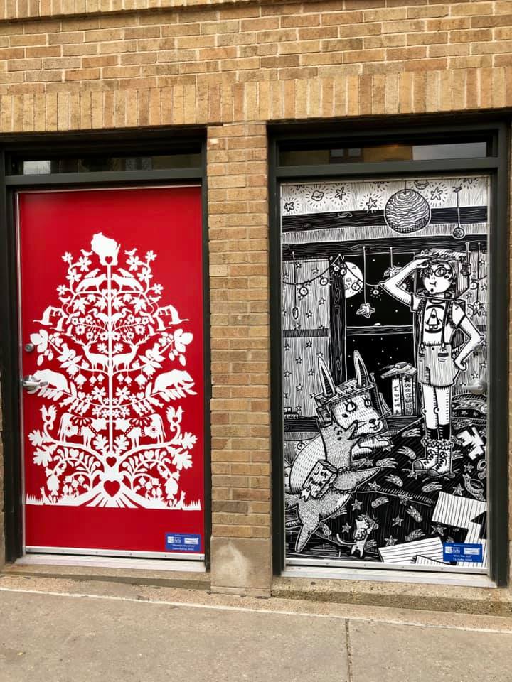 Graphics on door