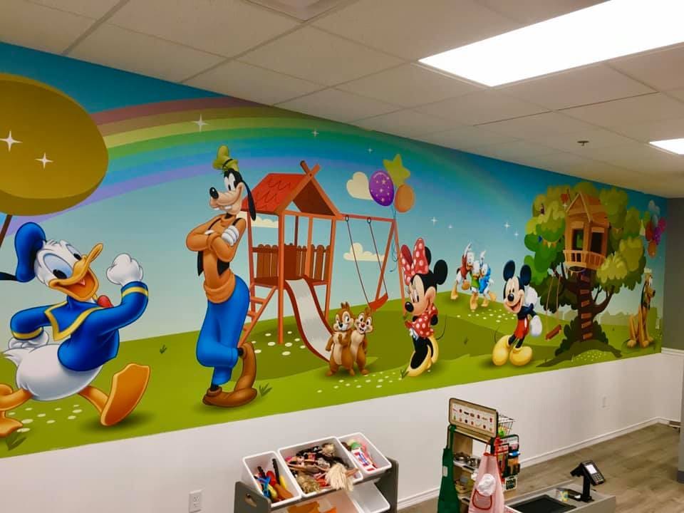 Cartoon Graphics wall mural for a children's school
