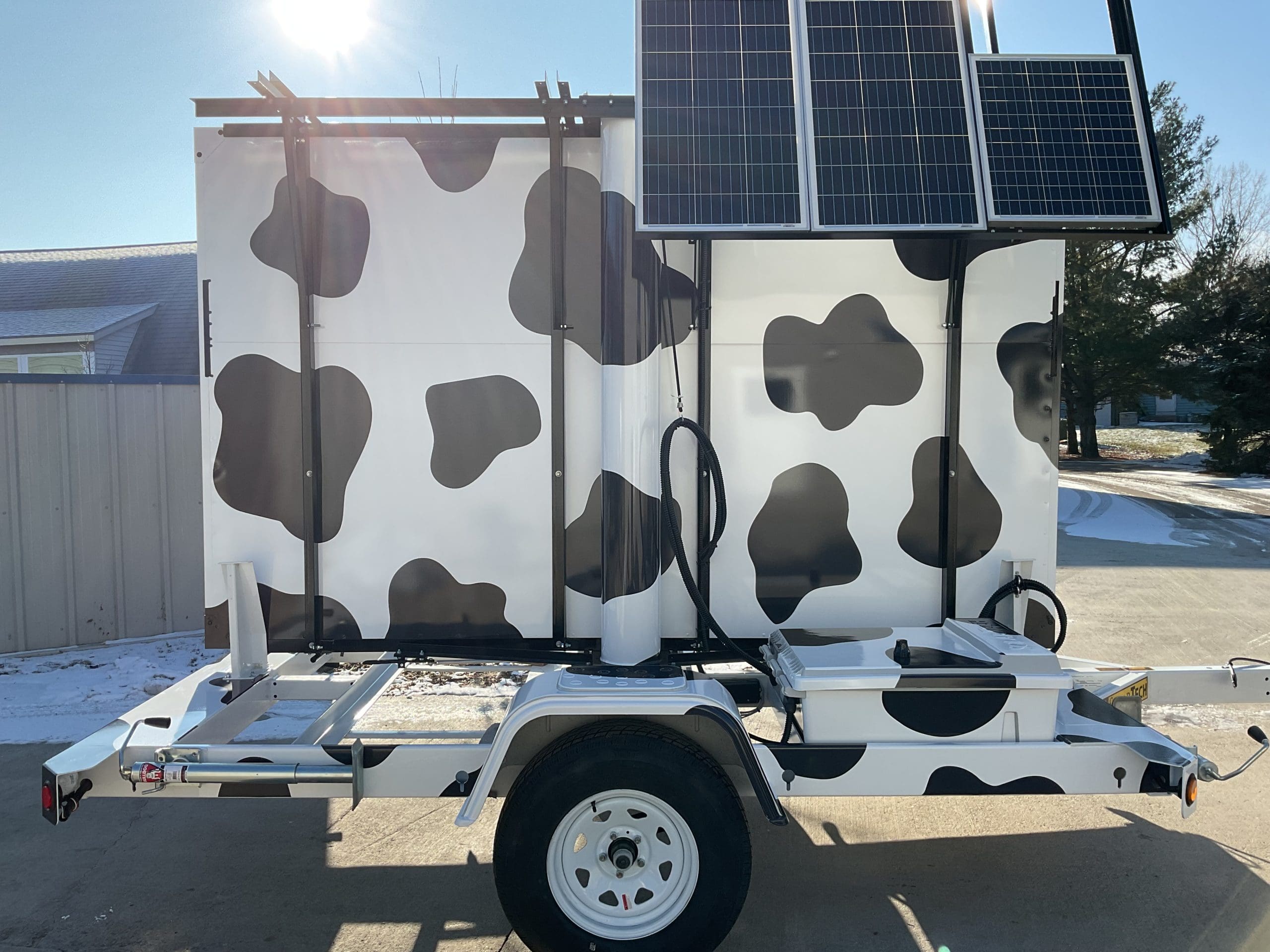 Solar panel system for generating lights with cow print wrap
