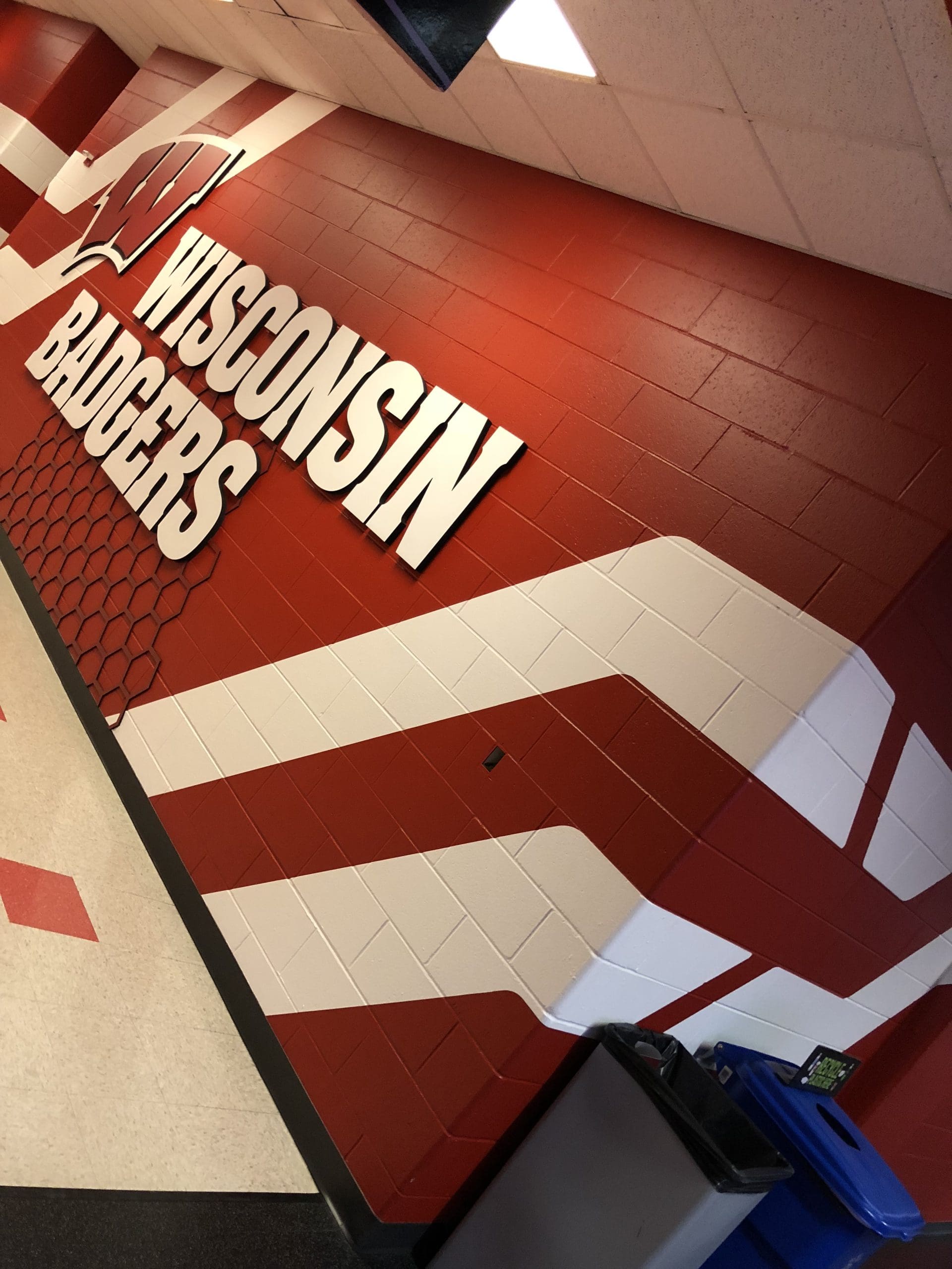 Wisconsin Badgers Wall mural with red background and white letters