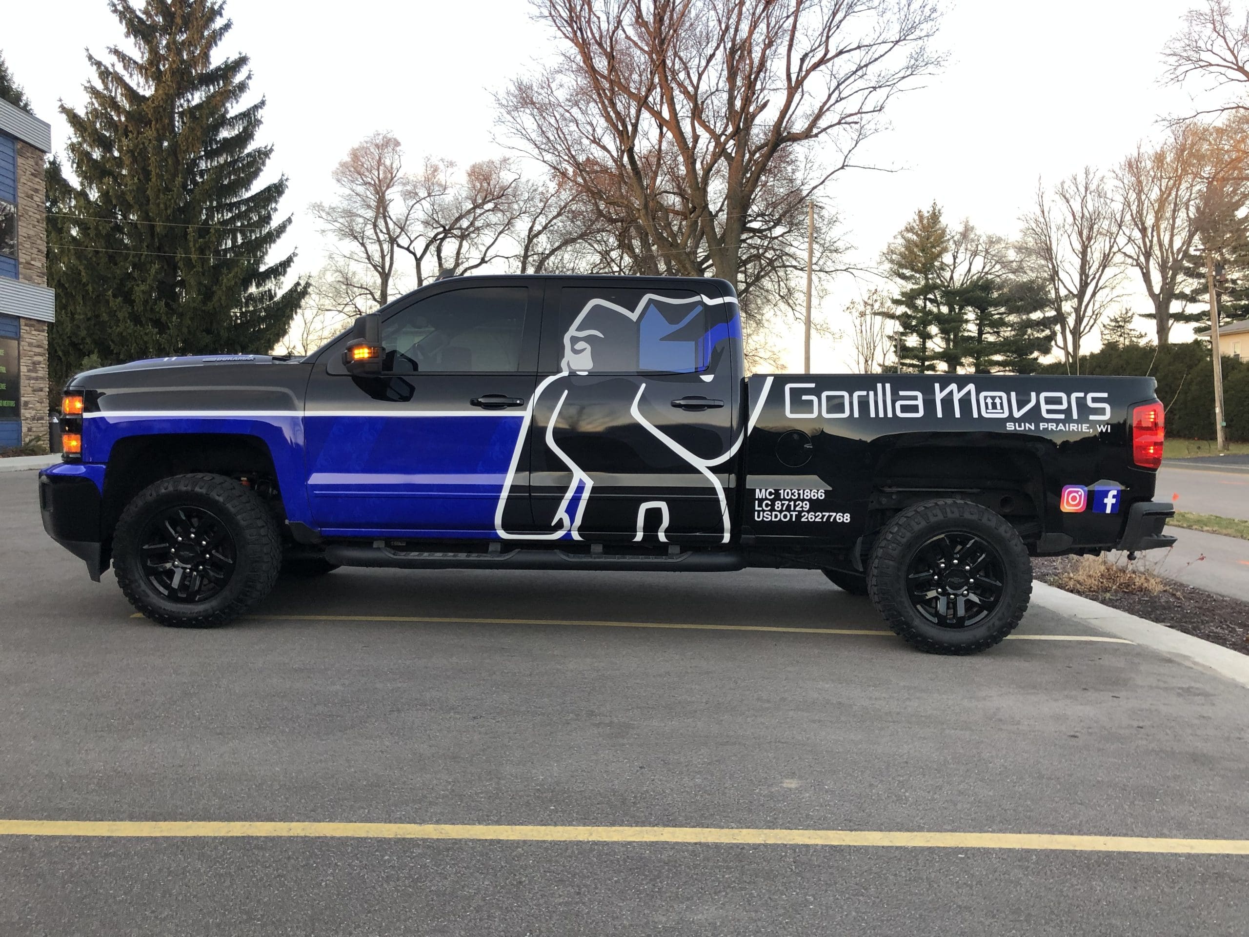 Gorilla Movers truck with Fleet Graphics Vehicle wrap designed by Madison Graphics Company