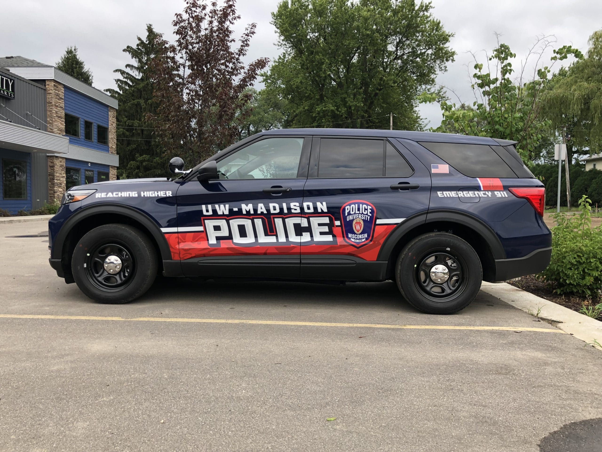 UW-Madison Police car with Fleet Graphics Vehicle wrap designed by Madison Graphics Company