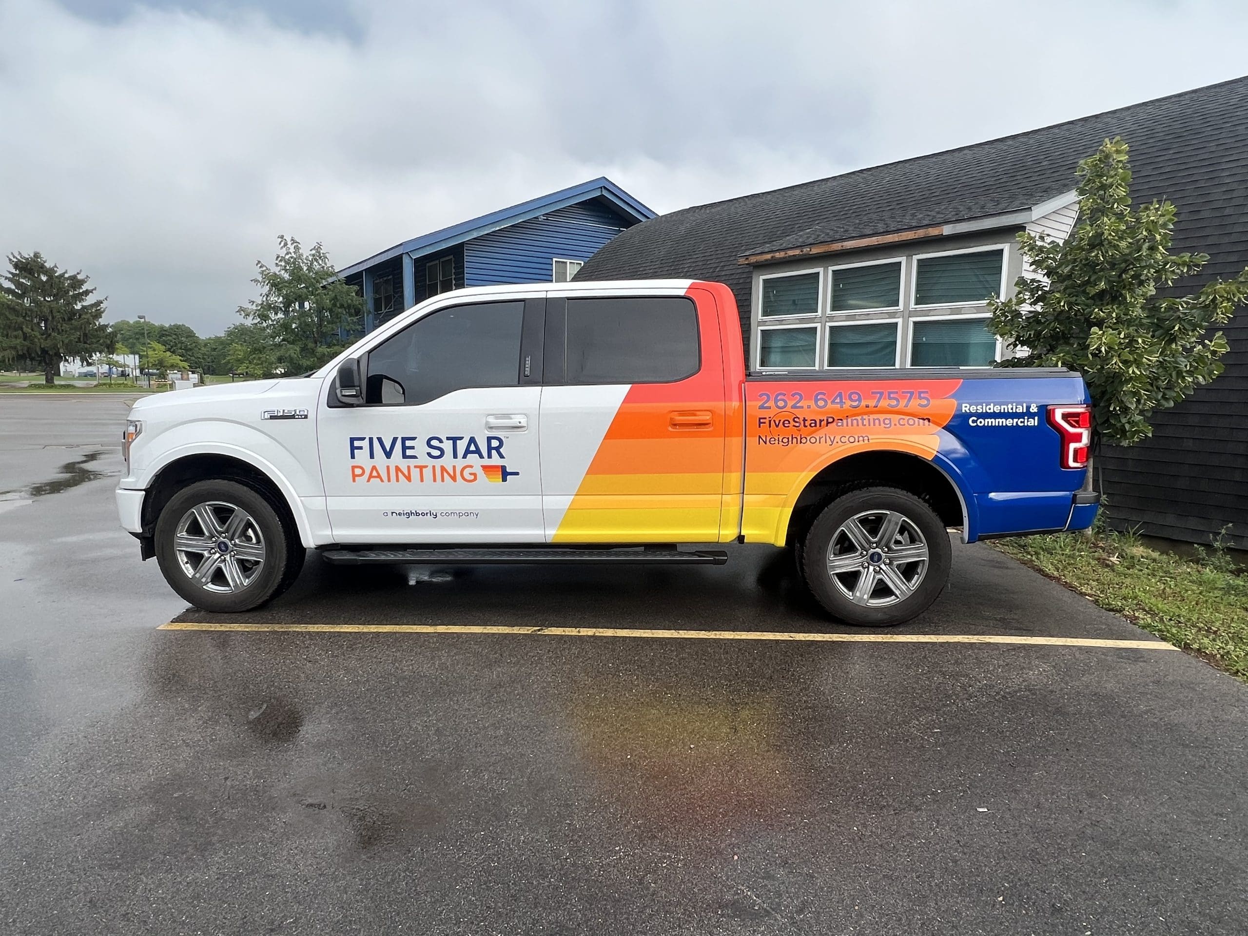 Five Star Painting Truck with Fleet Graphics Vehicle wrap designed by Madison Graphics Company