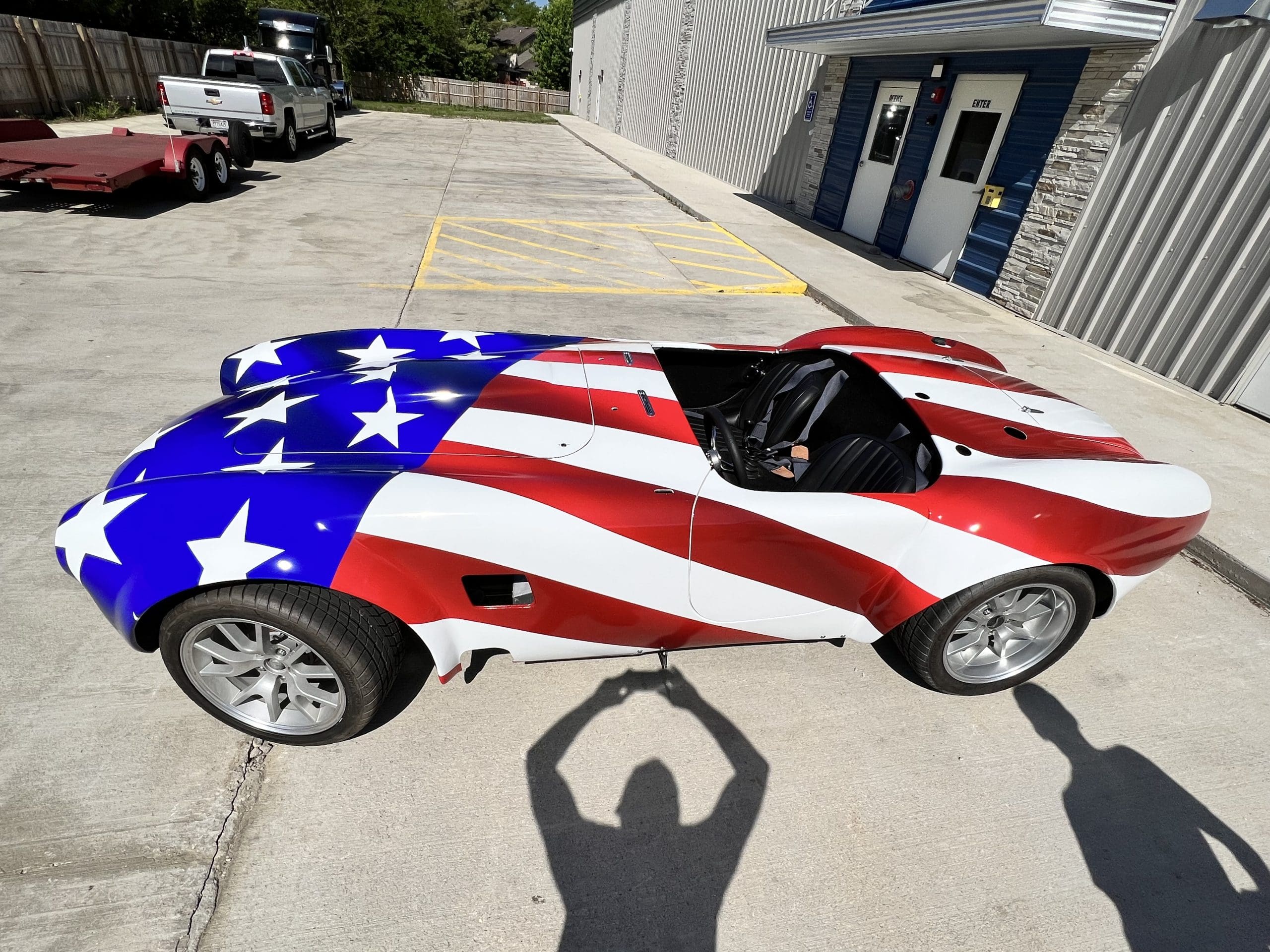 Wrapped car with glossy American flag